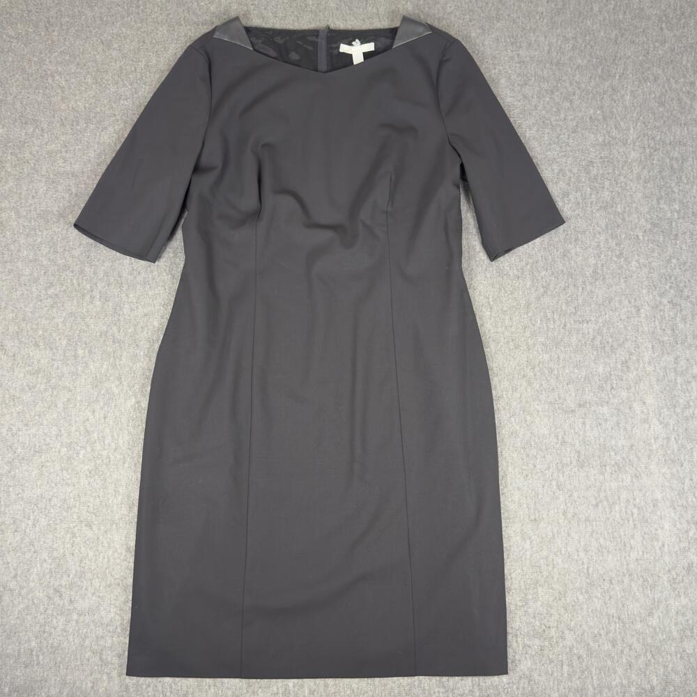Boss Donida Dress Womens Black Half Sleeve Boat Neck Sheath Lined Knee Length